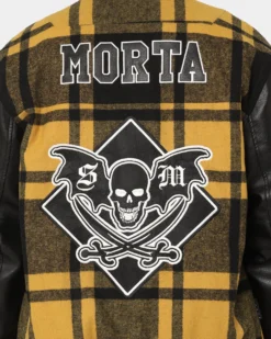 Saint Morta Graveyard Plaid Varsity Jacket Black/Yellow -Champions Style 02043105 YB016 mens 0050