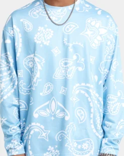 XXIII Paisley Long Sleeve T-Shirt Blue -Champions Style 02043168 YX001 mens 030