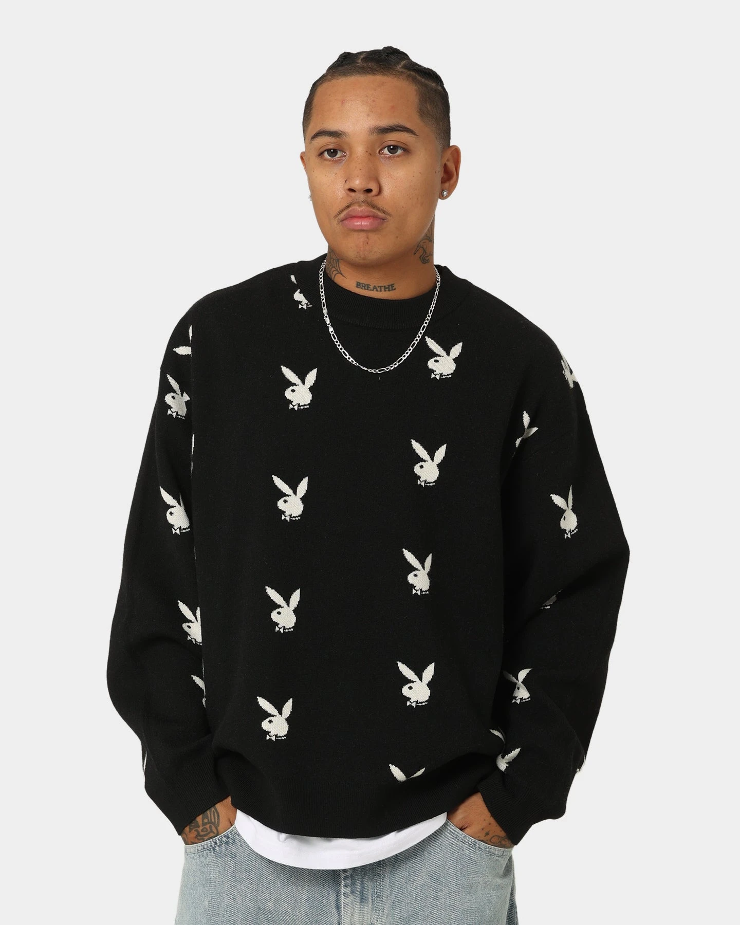 Playboy By CK Bunny Knit Sweater Black 1 Playboy By CK Bunny Knit Sweater Black