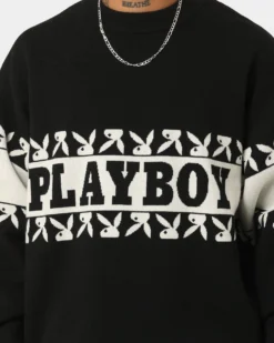 Playboy By CK Cozy Knit Sweater Black/Off White 11 Playboy By CK Cozy Knit Sweater Black/Off White -Champions Style 02043468 YB362 mens 0030