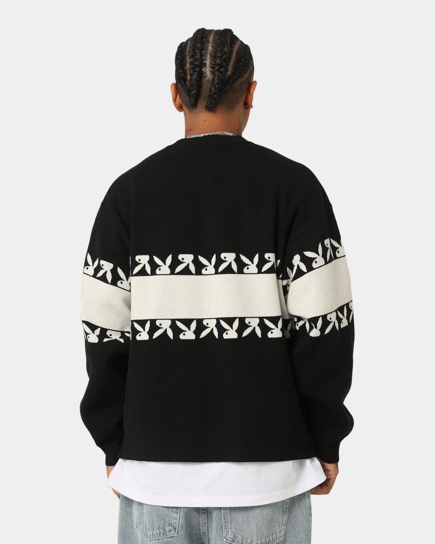 Playboy By CK Cozy Knit Sweater Black/Off White 5 Playboy By CK Cozy Knit Sweater Black/Off White - Image 5