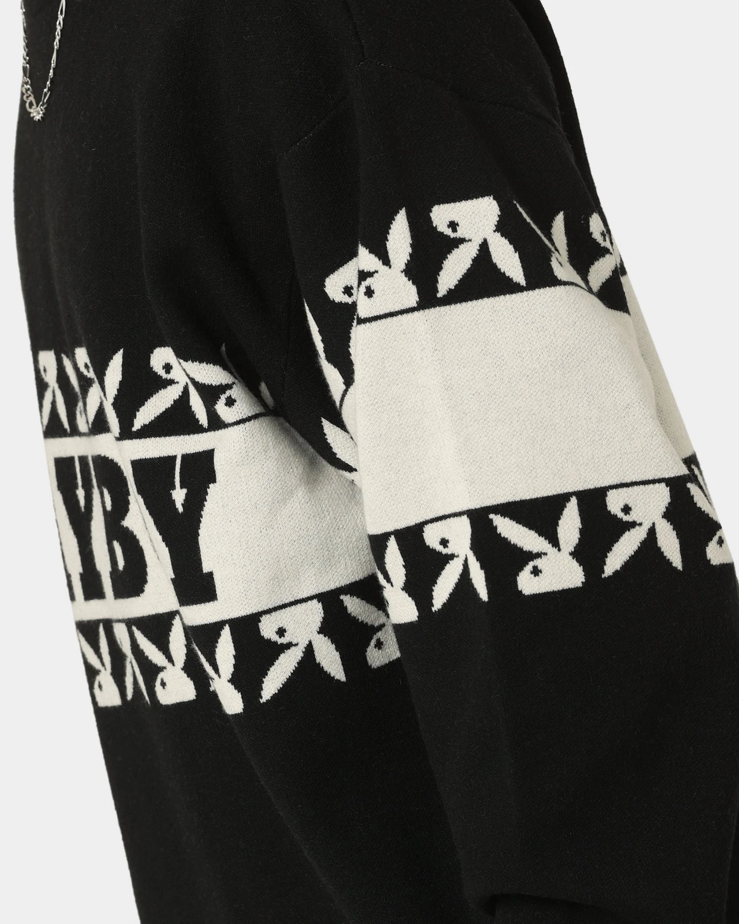 Playboy By CK Cozy Knit Sweater Black/Off White 8 Playboy By CK Cozy Knit Sweater Black/Off White - Image 8