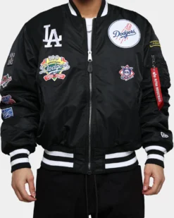 New Era Los Angeles Dodgers Varsity Jacket Black -Champions Style 02044006 YB001 mens 0040