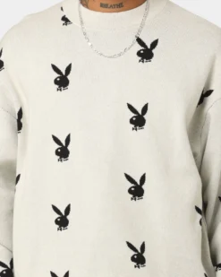 Playboy By CK Bunny Knit Sweater V2 Off White 9 Playboy By CK Bunny Knit Sweater V2 Off White -Champions Style 02044055 YO007 mens 0030