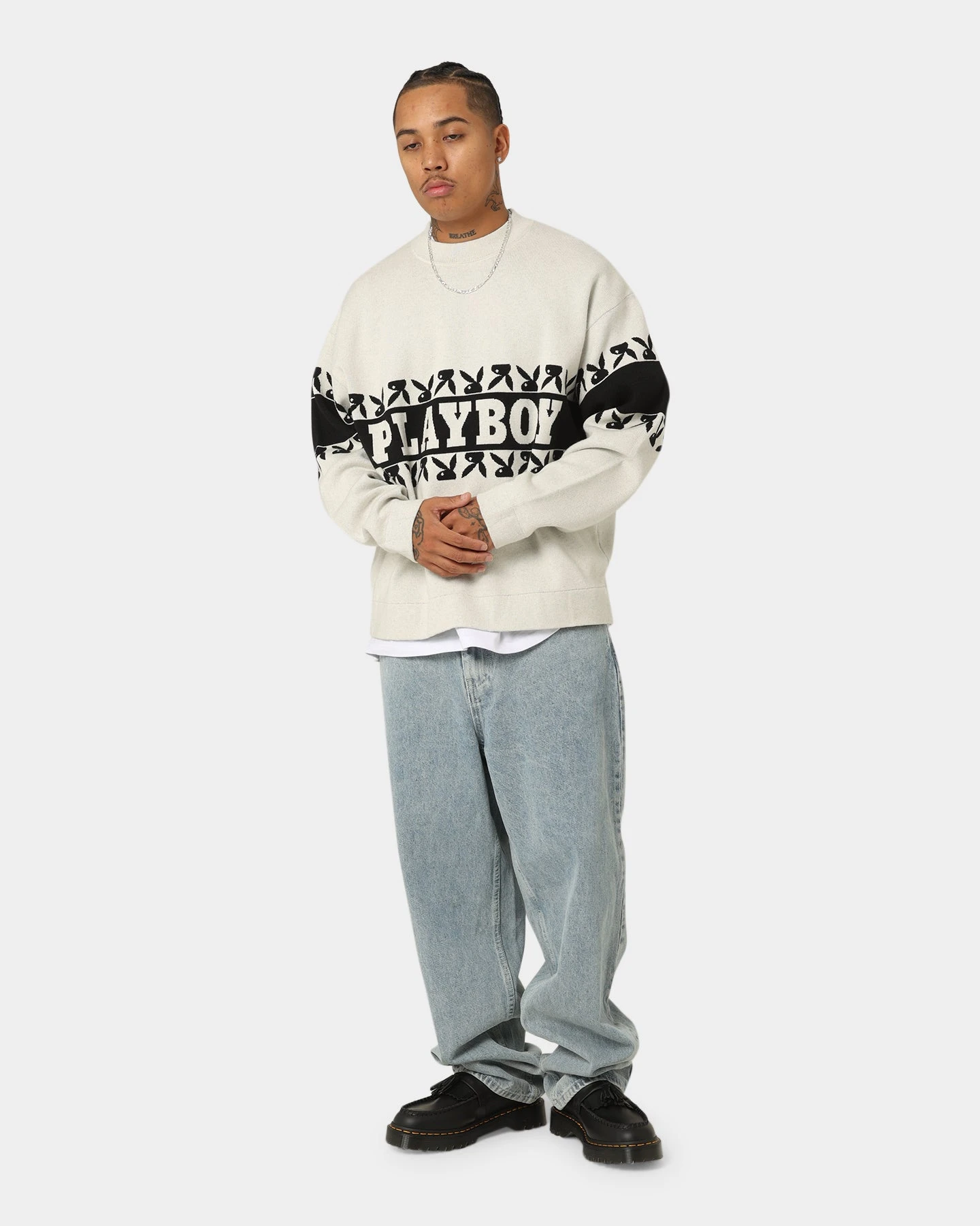 Playboy By CK Cozy Knit Sweater V2 Off White/Black 2 Playboy By CK Cozy Knit Sweater V2 Off White/Black - Image 2