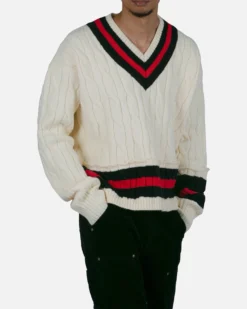 MNML Classic V Neck Sweater Off White 11 MNML Classic V Neck Sweater Off White -Champions Style 02044458 YO007 mens 000050