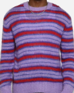 MNML Striped Mohair Sweater Purple -Champions Style 02044644 YP200 mens 0030