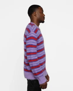 MNML Striped Mohair Sweater Purple -Champions Style 02044644 YP200 mens 0050