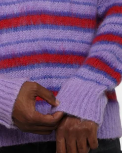 MNML Striped Mohair Sweater Purple -Champions Style 02044644 YP200 mens 0070