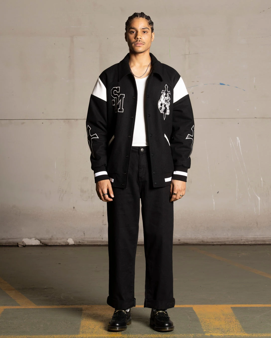 Saint Morta La Rambla Varsity Jacket Black/White 5 Saint Morta La Rambla Varsity Jacket Black/White - Image 5