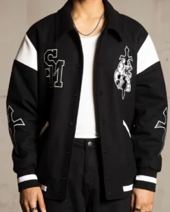 Saint Morta La Rambla Varsity Jacket Black/White 16 Saint Morta La Rambla Varsity Jacket Black/White -Champions Style 02044949 YB012 mens 00040