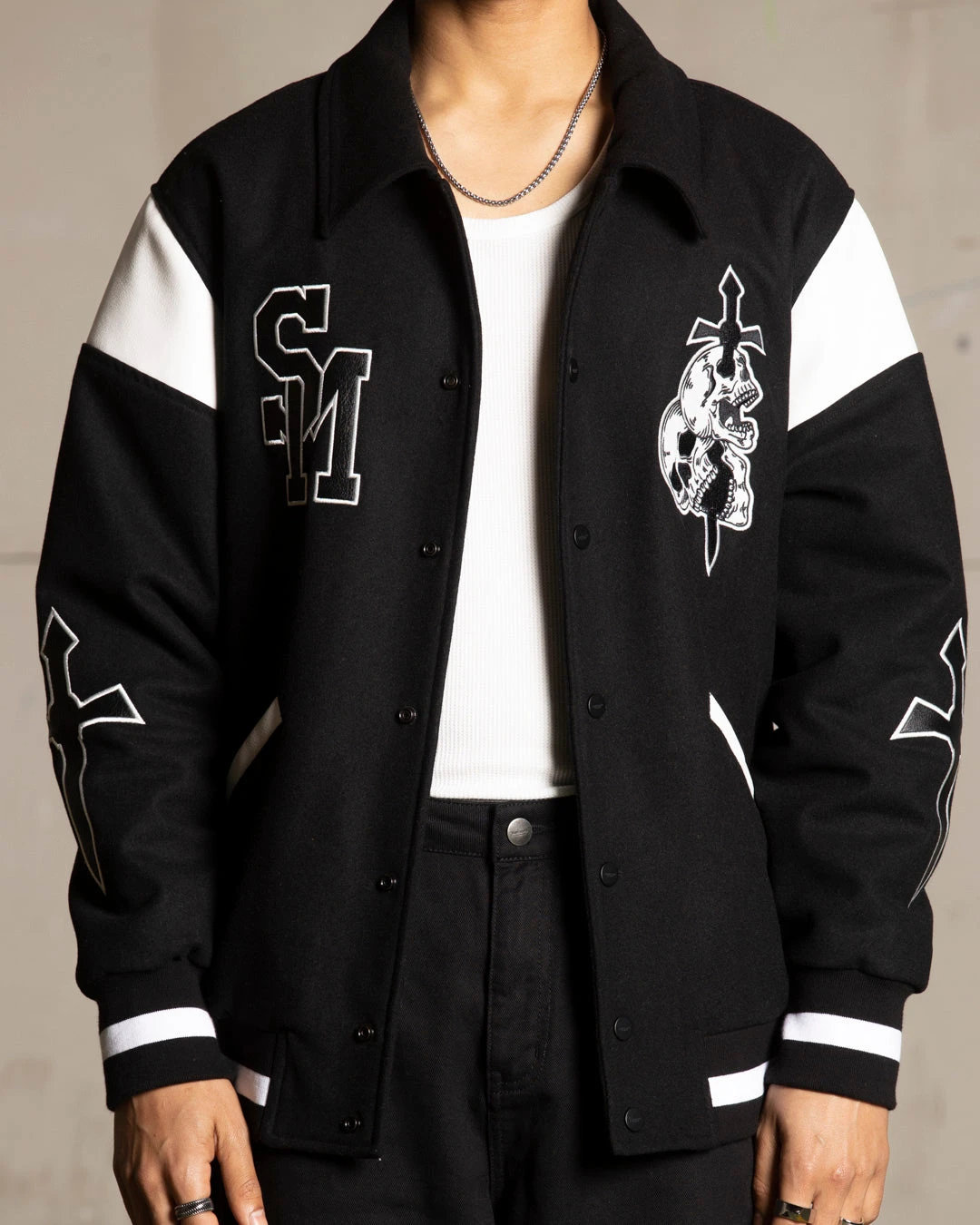 Saint Morta La Rambla Varsity Jacket Black/White 6 Saint Morta La Rambla Varsity Jacket Black/White - Image 6