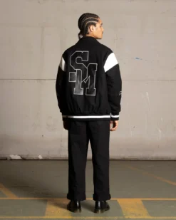 Saint Morta La Rambla Varsity Jacket Black/White 20 Saint Morta La Rambla Varsity Jacket Black/White -Champions Style 02044949 YB012 mens 00080