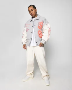Loiter Flower Varsity Jacket Light Grey/Off White 11 Loiter Flower Varsity Jacket Light Grey/Off White -Champions Style 02045137 YL244 mens 030