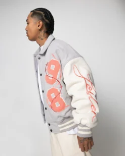 Loiter Flower Varsity Jacket Light Grey/Off White 13 Loiter Flower Varsity Jacket Light Grey/Off White -Champions Style 02045137 YL244 mens 050