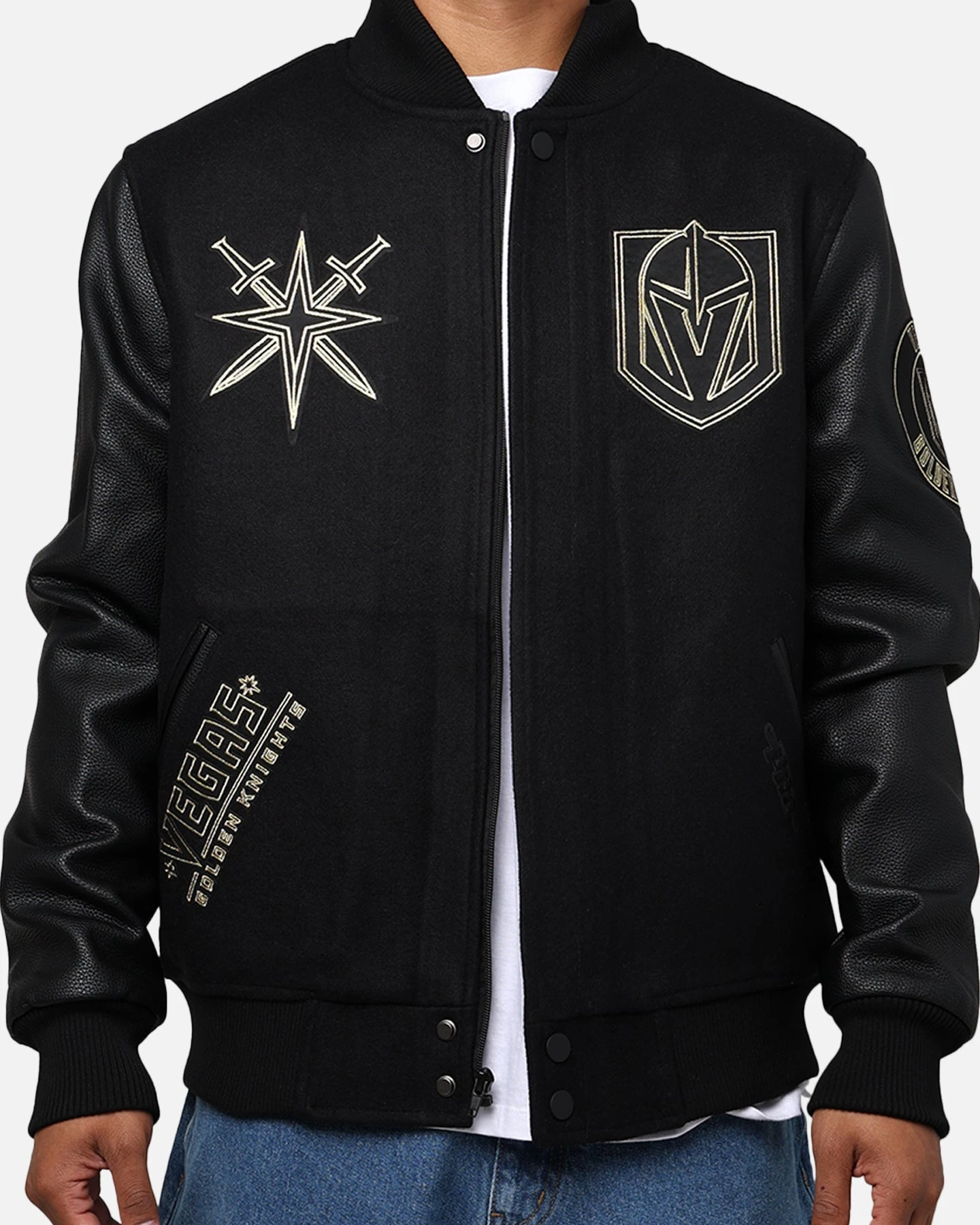 Pro Standard Vegas Golden Knights 'Black & Gold' Varsity Jacket Jet Black 4 Pro Standard Vegas Golden Knights 'Black & Gold' Varsity Jacket Jet Black - Image 4