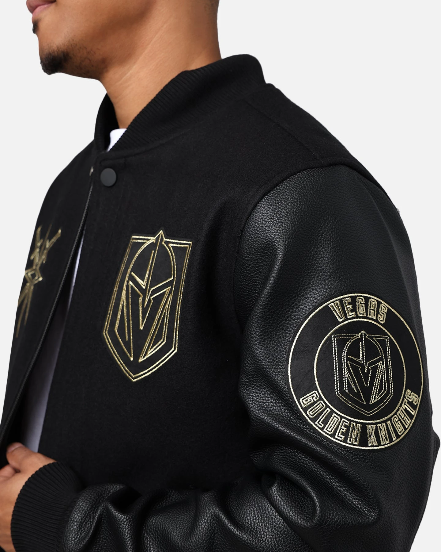 Pro Standard Vegas Golden Knights 'Black & Gold' Varsity Jacket Jet Black 9 Pro Standard Vegas Golden Knights 'Black & Gold' Varsity Jacket Jet Black - Image 9