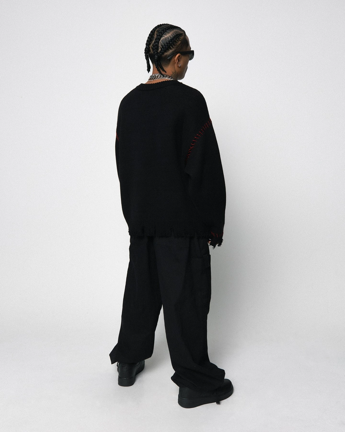 Loiter Fable Distressed Knit Sweater Black 3 Loiter Fable Distressed Knit Sweater Black - Image 3