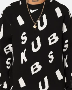 Ksubi Letters Knit Crewneck Black -Champions Style 02045418 YB001 mens 0030