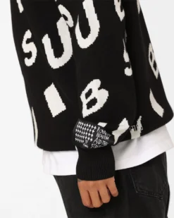 Ksubi Letters Knit Crewneck Black -Champions Style 02045418 YB001 mens 0070