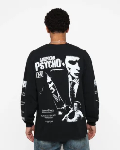 Rats Get Fat X American Psycho American Psycho Long Sleeve T-Shirt Black Wash -Champions Style 02045572 YB295 mens 0050