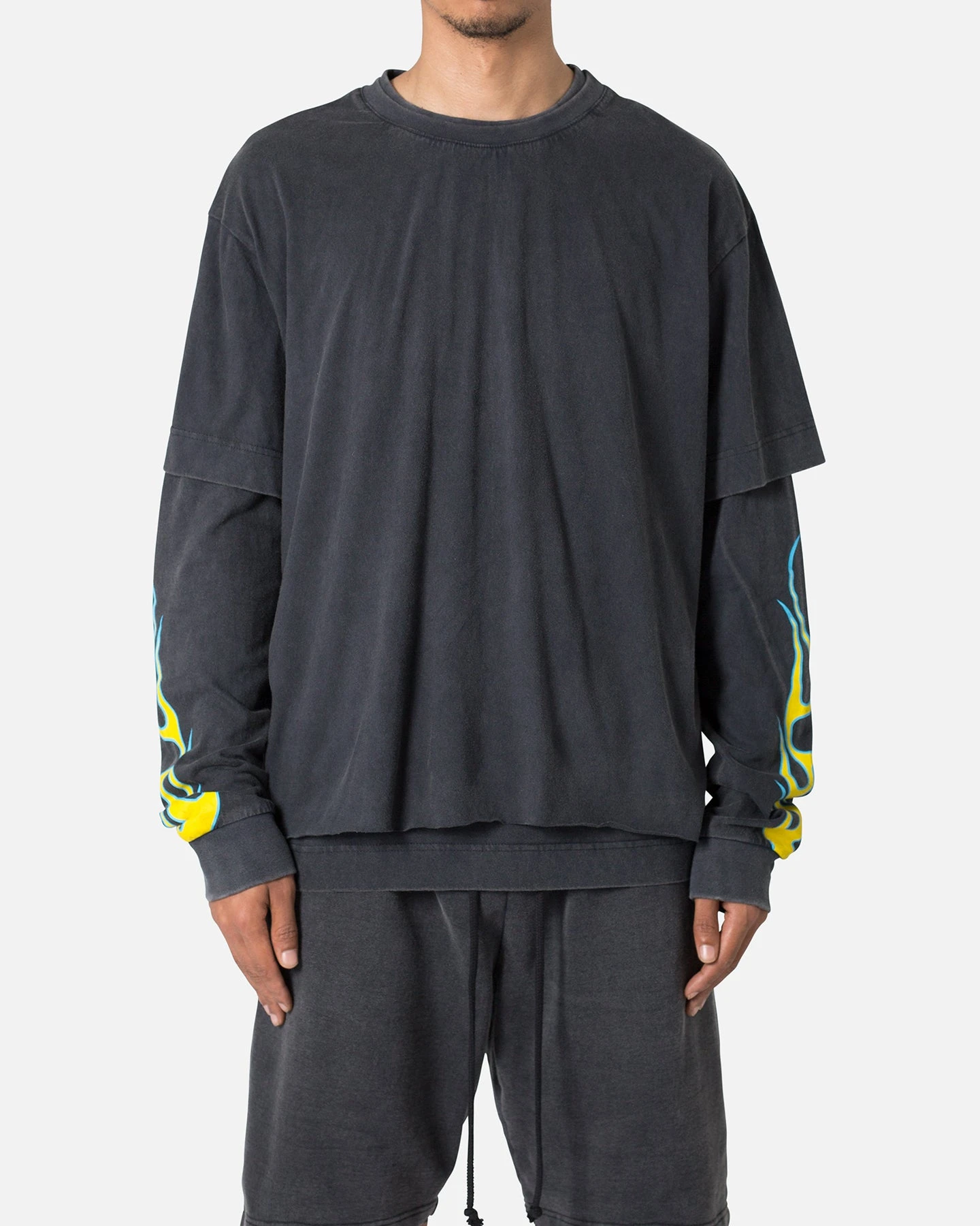 MNML Flame Double Layer Long Sleeve T-Shirt Black 1 MNML Flame Double Layer Long Sleeve T-Shirt Black