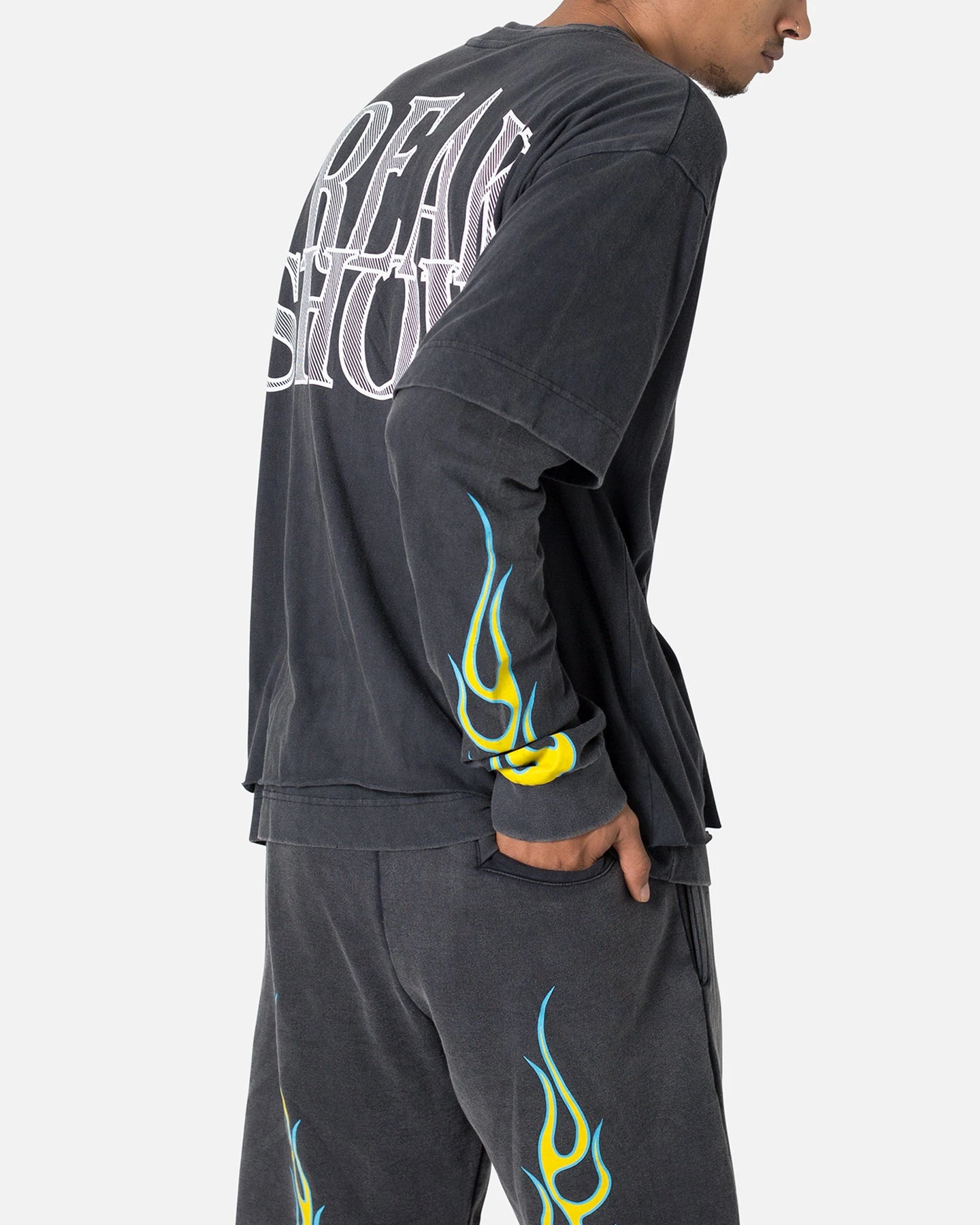 MNML Flame Double Layer Long Sleeve T-Shirt Black 3 MNML Flame Double Layer Long Sleeve T-Shirt Black - Image 3