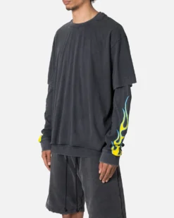 MNML Flame Double Layer Long Sleeve T-Shirt Black 10 MNML Flame Double Layer Long Sleeve T-Shirt Black -Champions Style 02047335 YB001 mens 0040