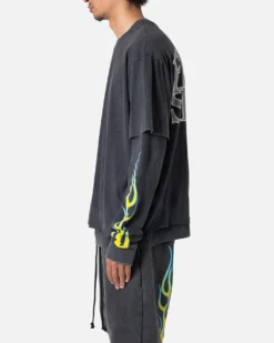 MNML Flame Double Layer Long Sleeve T-Shirt Black 11 MNML Flame Double Layer Long Sleeve T-Shirt Black -Champions Style 02047335 YB001 mens 0050