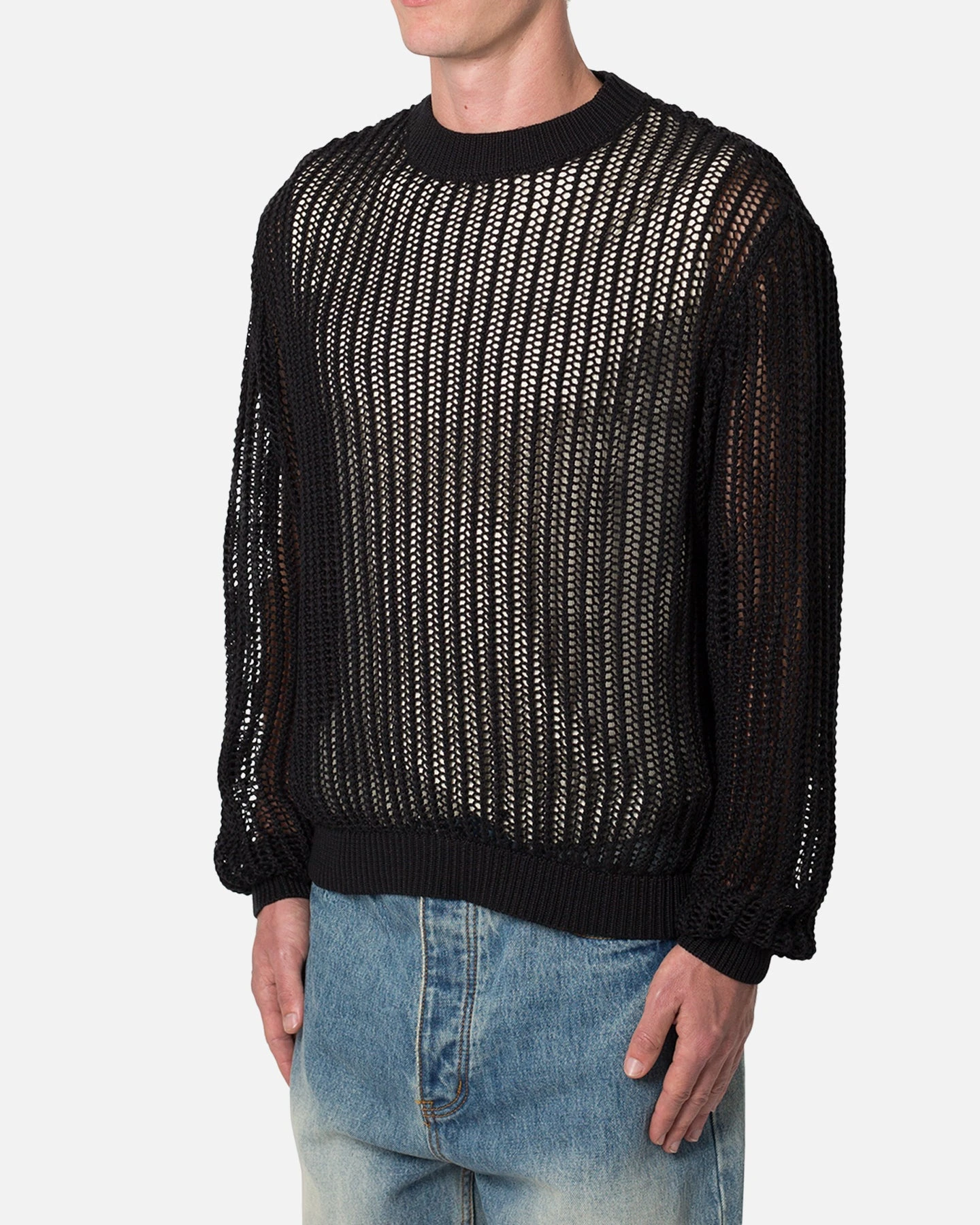 MNML Mesh Knit Sweater Black 2 MNML Mesh Knit Sweater Black - Image 2