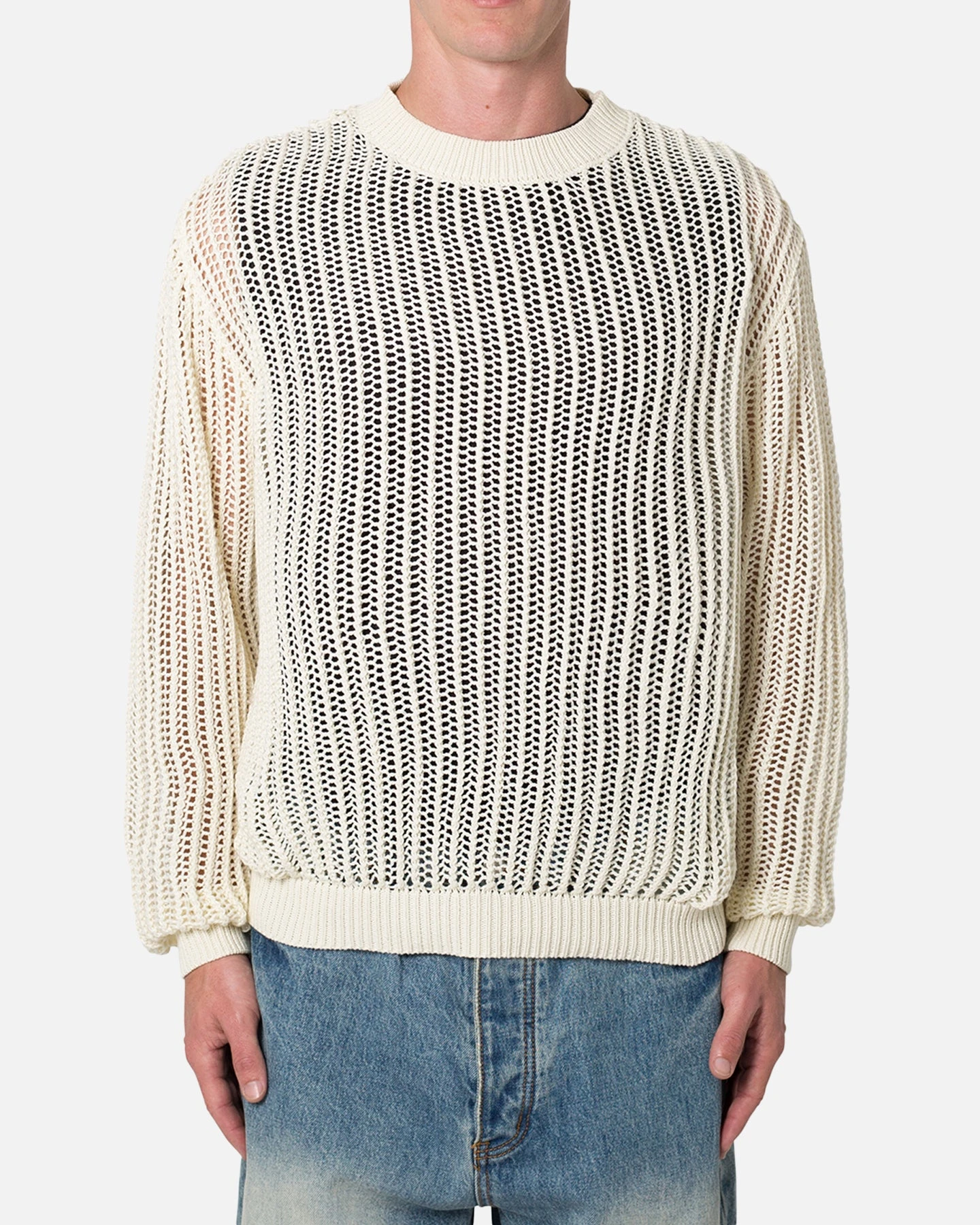 MNML Mesh Knit Sweater Cream 1 MNML Mesh Knit Sweater Cream