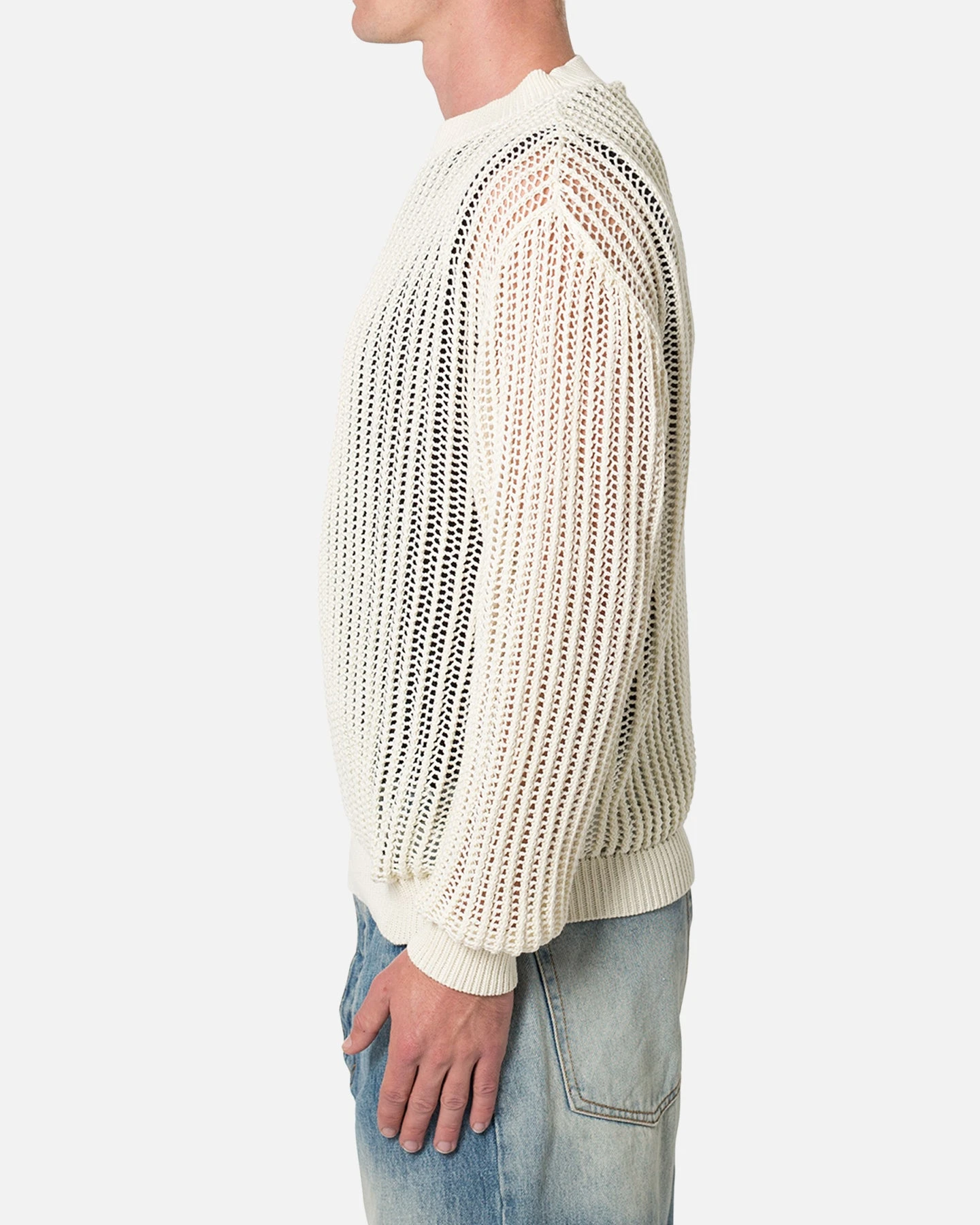 MNML Mesh Knit Sweater Cream 3 MNML Mesh Knit Sweater Cream - Image 3