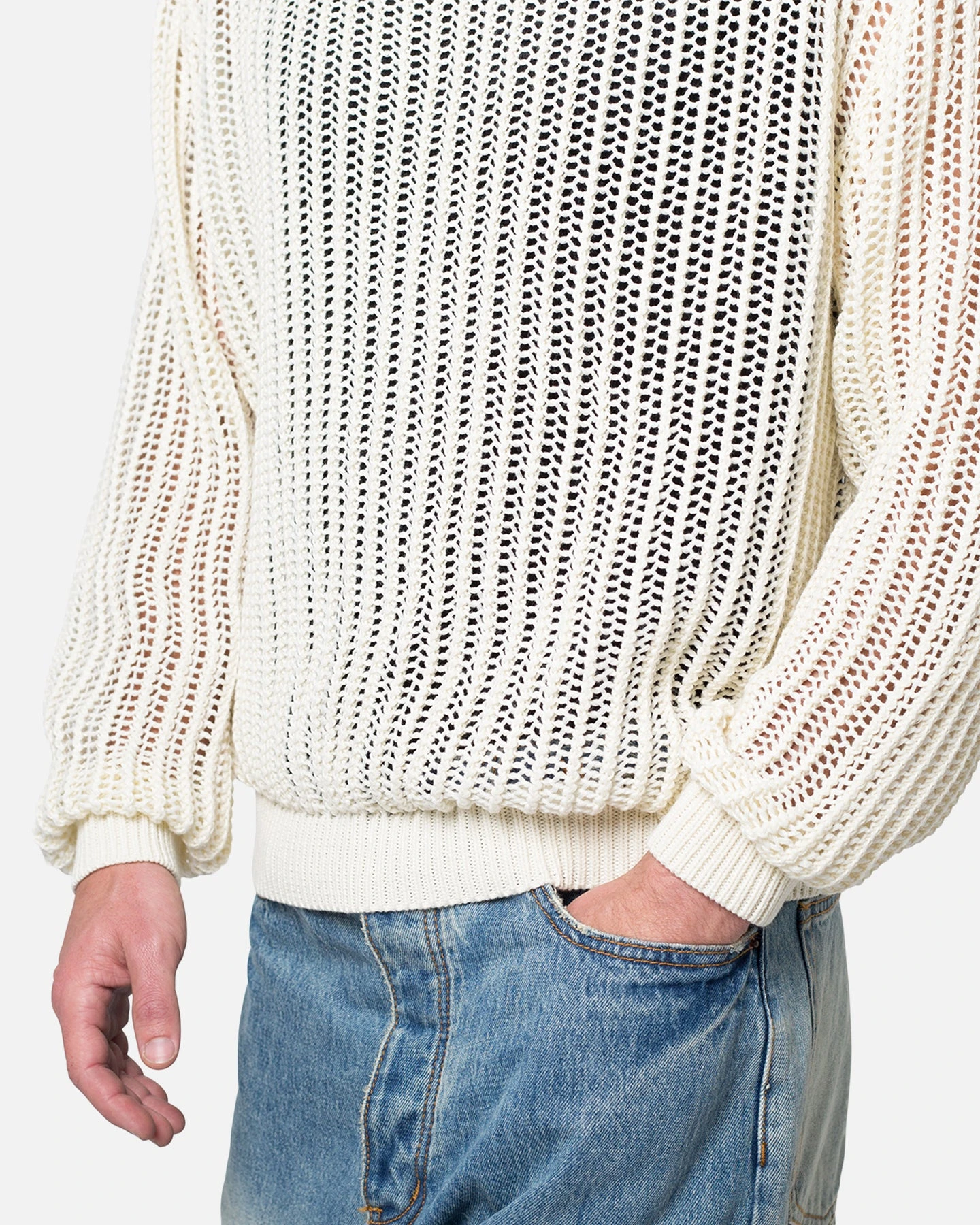 MNML Mesh Knit Sweater Cream 6 MNML Mesh Knit Sweater Cream - Image 6