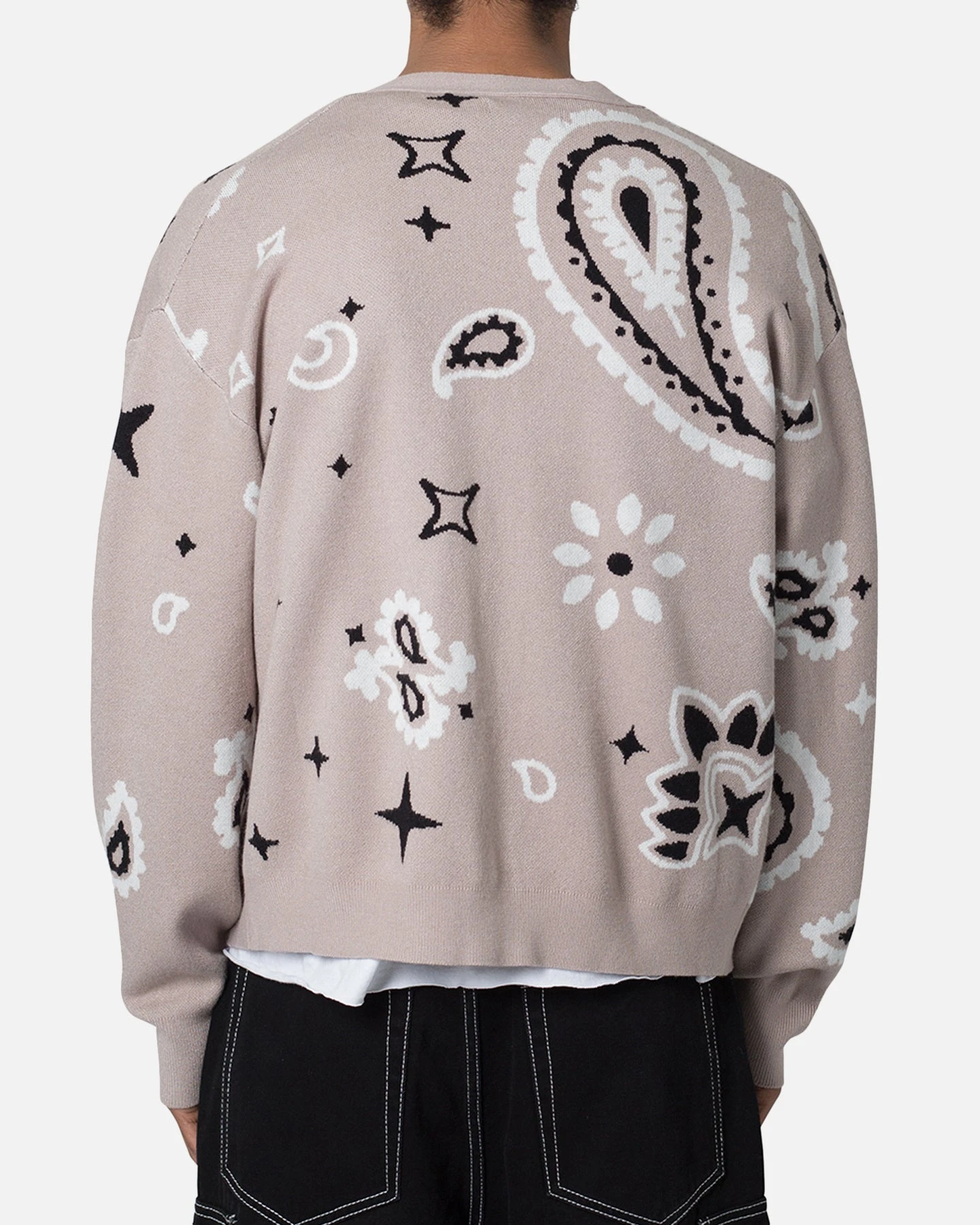 MNML Paisley Cardigan Sweater Taupe 4 MNML Paisley Cardigan Sweater Taupe - Image 4