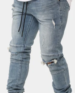 Saint Morta Doomsday Distressed Joggers Vintage Blue -Champions Style 03004635 YX561 mens 0040