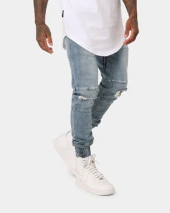 Saint Morta Doomsday Distressed Joggers Vintage Blue -Champions Style 03004635 YX561 mens 0050