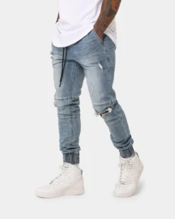 Saint Morta Doomsday Distressed Joggers Vintage Blue -Champions Style 03004635 YX561 mens 0060