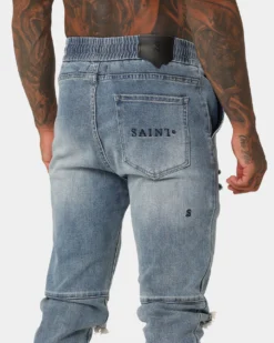 Saint Morta Doomsday Distressed Joggers Vintage Blue -Champions Style 03004635 YX561 mens 0080