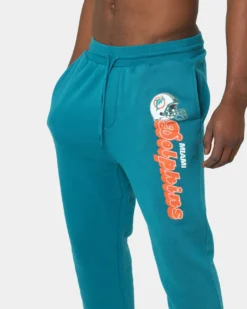 Mitchell & Ness Miami Dolphins Wordmark Sweat Pants Faded Teal -Champions Style 03007911 YF458 mens 0070