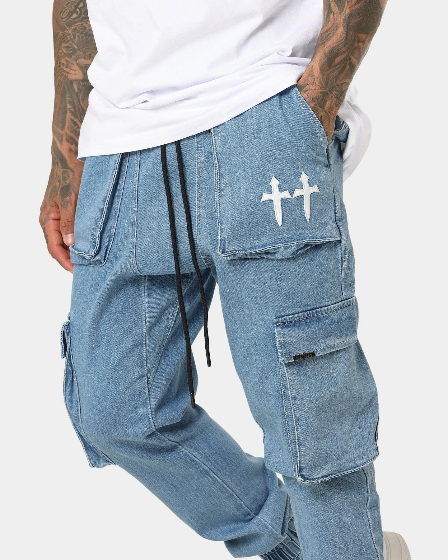 Saint Morta Day Of The Dead Joggers Light Blue 4 Saint Morta Day Of The Dead Joggers Light Blue - Image 4