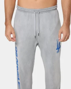 Majestic Athletic Los Angeles Dodgers Solarised Contrast Logo Track Pants Warm Grey -Champions Style 03008779 YW651 mens 0030