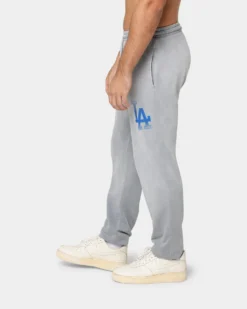 Majestic Athletic Los Angeles Dodgers Solarised Contrast Logo Track Pants Warm Grey -Champions Style 03008779 YW651 mens 0060