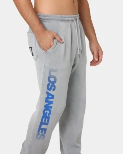 Majestic Athletic Los Angeles Dodgers Solarised Contrast Logo Track Pants Warm Grey -Champions Style 03008779 YW651 mens 0070
