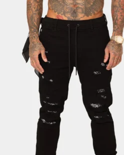 Saint Morta Bandana Summum Joggers Black/White -Champions Style 03009417 YB012 mens 030