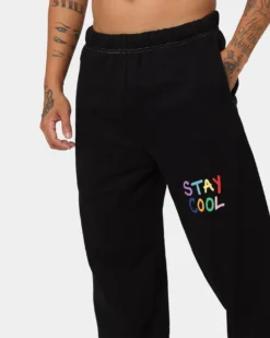 STAYCOOLNYC Puff Paint Sweat Pants Black -Champions Style 03009839 YB001 mens 0070