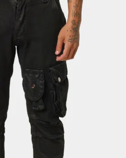 MNML Waxed Denim Cargo Pants Black 21 MNML Waxed Denim Cargo Pants Black -Champions Style 03009940 YB001 mens 00110