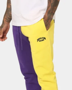 Deathrow Records Half Half Velour Jogger Purple/Yellow -Champions Style 03010284 YP243 mens 0030
