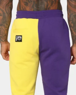 Deathrow Records Half Half Velour Jogger Purple/Yellow -Champions Style 03010284 YP243 mens 0080
