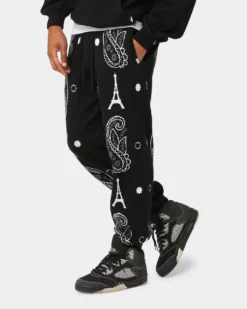 Carré Big Bandana Knitted Sweatpants Black -Champions Style 03010815 YB001 mens 0060