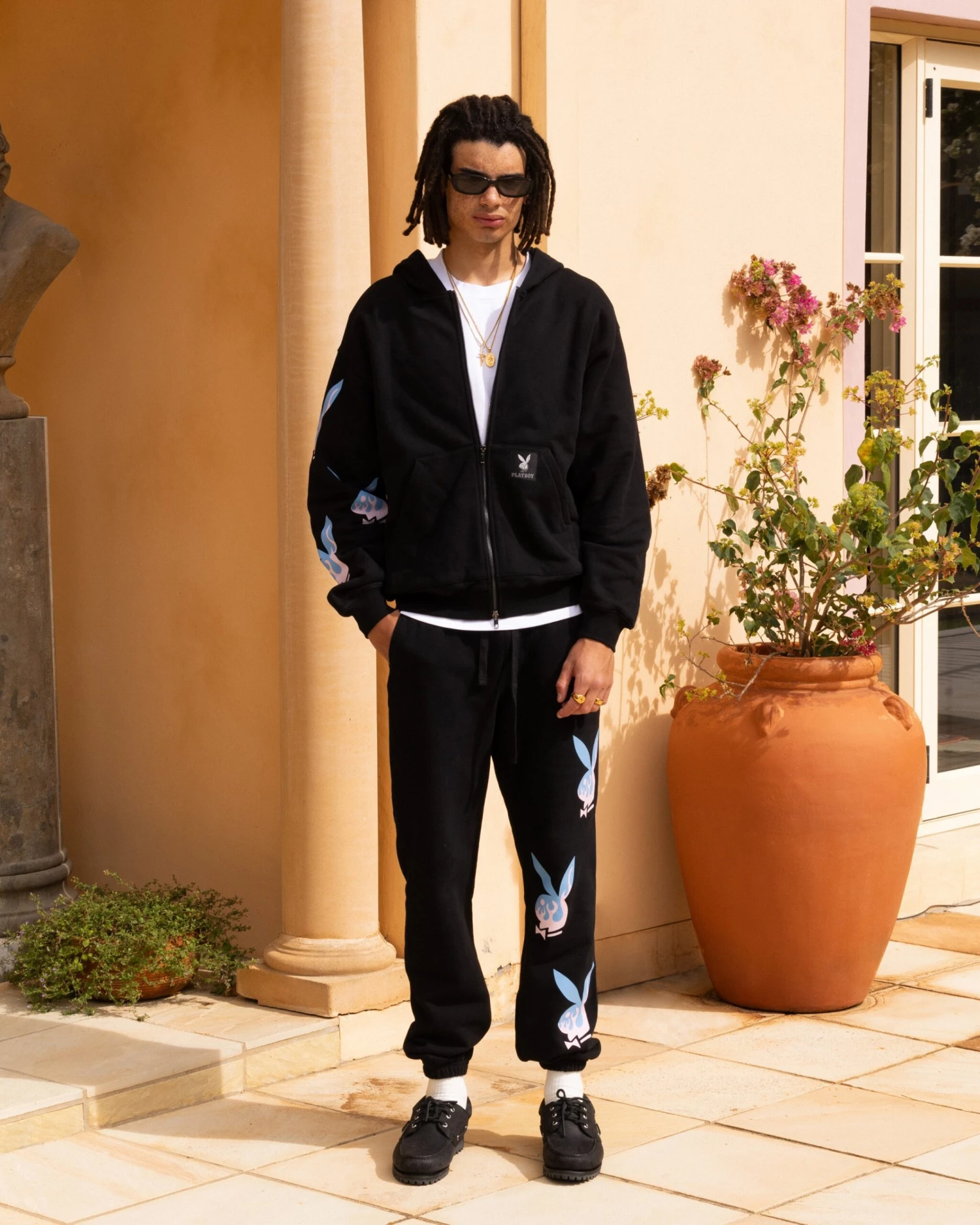 Playboy By Culture Kings Lit Bunny Track Pants Black 2 Playboy By Culture Kings Lit Bunny Track Pants Black - Image 2
